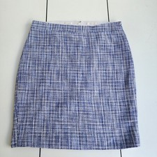 J.Crew No. 2 Pencil Blue White Tweed Straight Skirt Lined Cotton Rayon Size 10