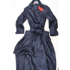 CH Carolina Herrera Jacquard Wrap Maxi Dress Navy Blue Animal 4 NWT 1810