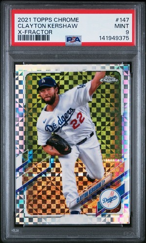 2021 Topps Chrome Clayton Kershaw Xfractor #147 PSA 9