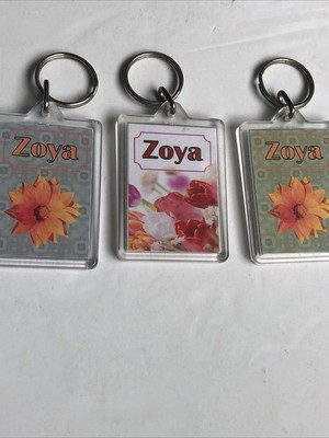 3 x Personalisierte Schlüsselanhänger Zoya mit Bedeutung Islamisch Muslim 50 x 35 Acryl C23