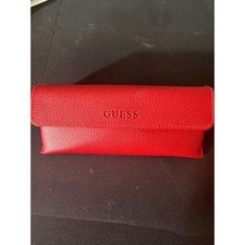 Guess Eyewear Case OS Red Excellent Pebbled Faux Leather Magnetic Snap Pouch