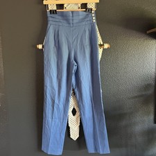 Vintage Wool Tuxedo Waist Women s Pants Blue Whimsyfairy Runway Cottagecore