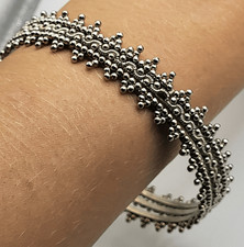 Bohemian Bollywood Belly Dance Silver Bangle Bracelet set of 3 Large 3in dia