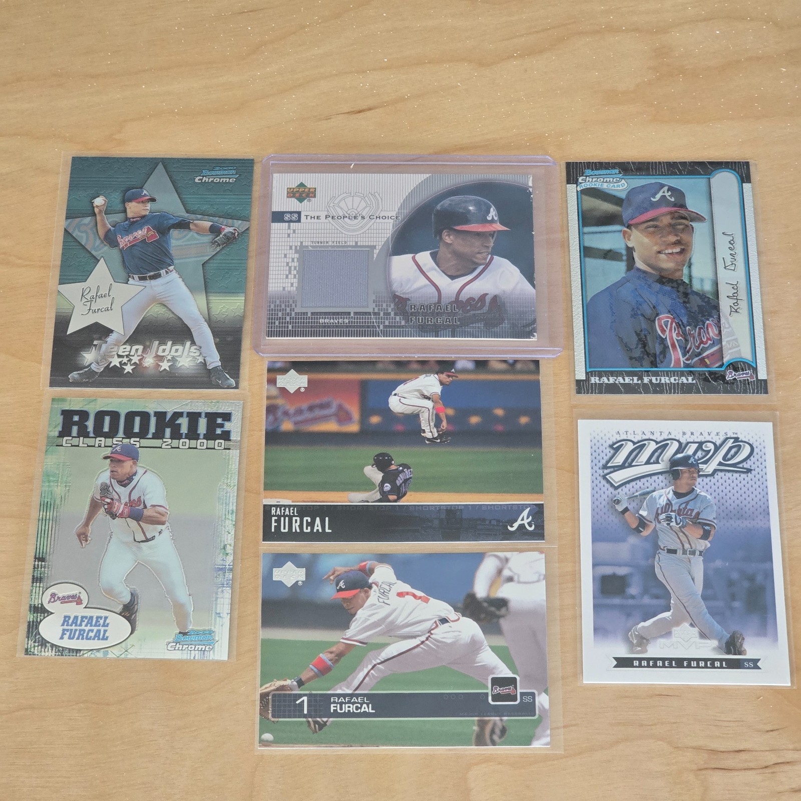 Rafael Furcal (7) Baseball Card Lot - (1) Jersey (3) Base (3) RC Atlanta Braves