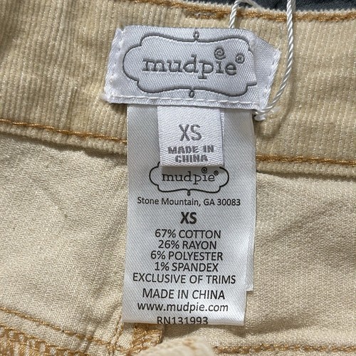 Mudpie size XS cream Felix corduroy jeans side slit hem classic cut zipper close - Picture 8 of 14