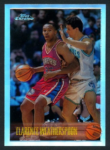1996 Topps Chrome Basketball Refractor Clarence Weatherspoon #85