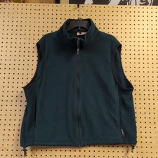 Vintage Woolrich Fleece Vest, Mens XL, USA Made, Black, Polartec, Full Zip