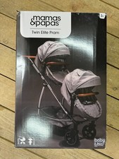 Image of Mamas & Papas Twin Elite Dolls Pram Grey Pushchair Stroller Kids Girls Carry Cot