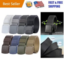 8-Pack Nylon Webbing Belts - Durable Non-Metal Buckles for All Occasions