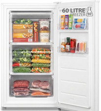 60 Litre Freestanding Under Counter, 48cm Upright Freezer Adjustable Thermostat,