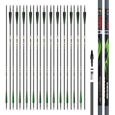 sanlida Dragon 9 24 Pack 100% Pure Carbon Hunting Arrows, 32'' Arrows for Comp...