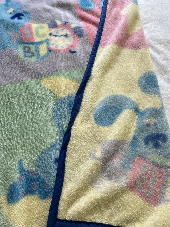 Vintage Blue's Clues Baby Blanket Toddler Tickety Tock Clock Blocks - Image 4 of 4