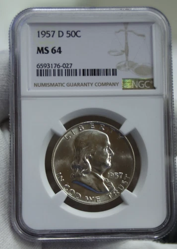 1957 D US Franklin Half 50c NGC MS64