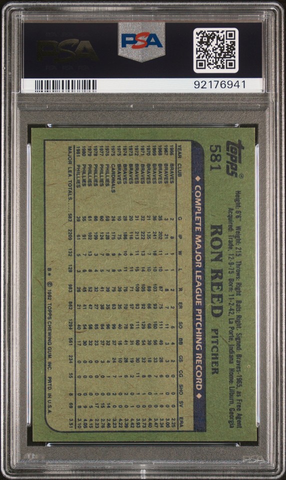 1982 Topps Ron Reed #581 PSA 8 | eBay