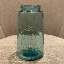Mason’s Patent Nov. 30th 1858 Blue Quart Canning Fruit Preserving Jar w/ Bubbles