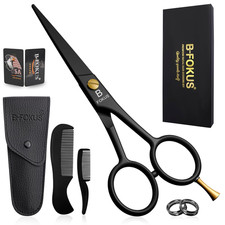 5" Premium Beard Mustache Scissors, Black High Carbon Stainless Steel Beard Scis