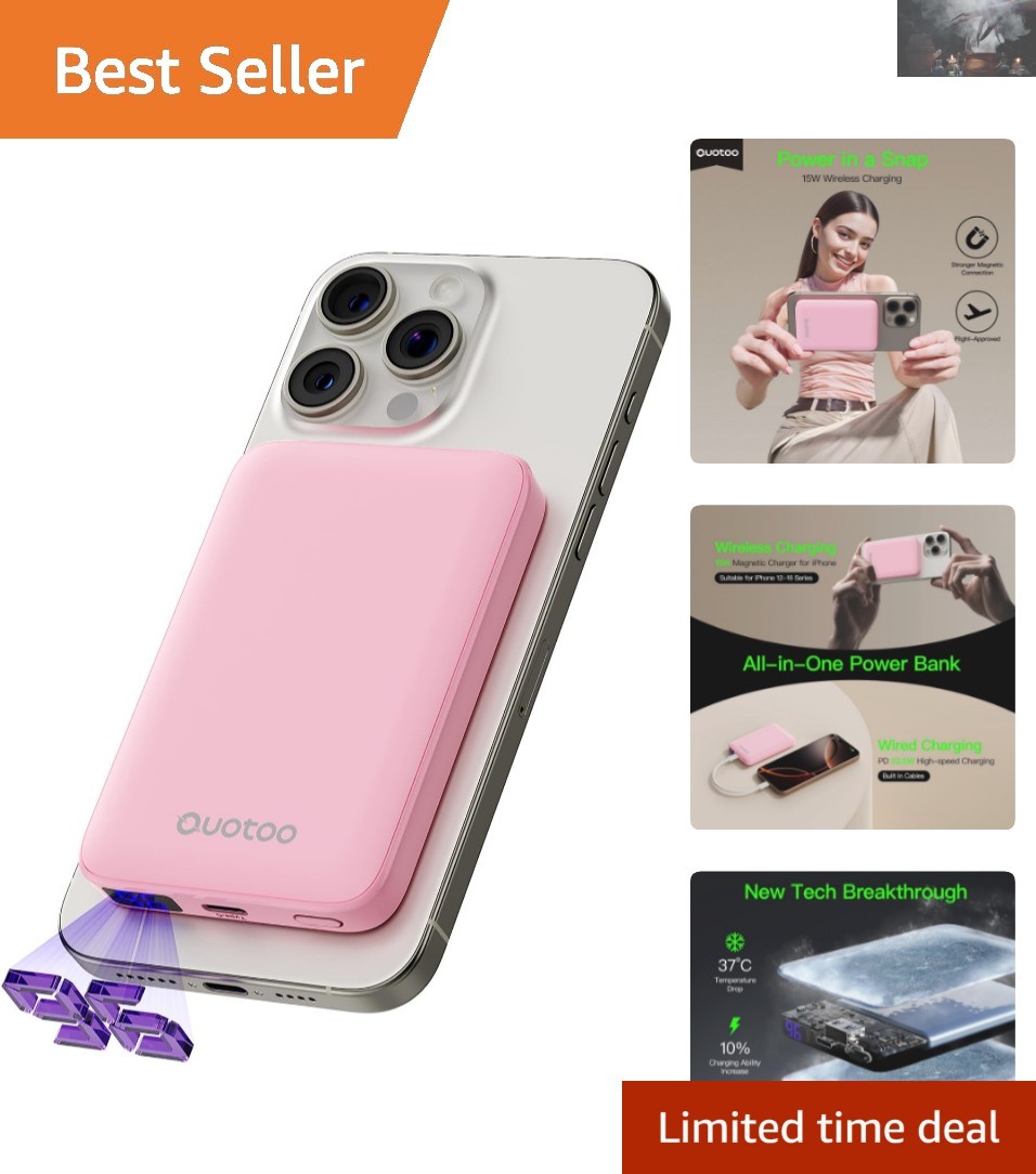 Portable 15W Magnetic Power Bank - Compatible with iPhone 12-17