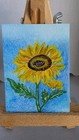 ACEO Original Sunflower Blue Sky Floral Miniature  Art Signed 2.5x3.5 OOAK — photo 2