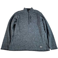 Eddie Bauer Mens XL Pullover Sweater 1/4 Zip Fleece Gray Heather Mock Neck