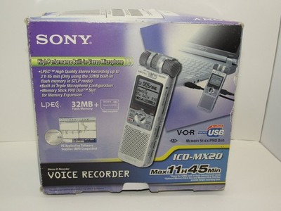 Sony Voice Recorder ICD-MX20 Stereo IC Recorder USB Memory Stick PRO Duo