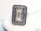 Art Deco Style Baguette Cut Lab Created Diamond 14K White Gold FN Wedding Ring