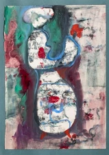 Charlotte Heister Woman Figurine Abstract Art Berlin Signed Unique Gouache 1959