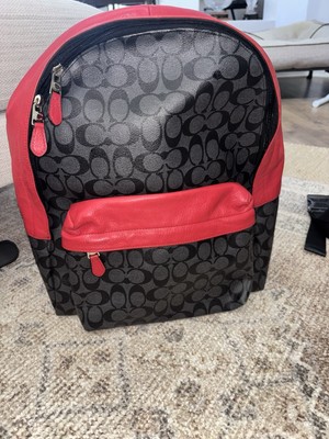 Coach Men s West Backpack In Signature Canvas With Varsity Stripe