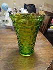 Vintage 1960's Federal Glass  Yorktown Colonial  Green Glass Table Vase