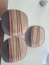 Set of 3 Home Trends BAZAAR BROWN Stoneware Square Textured Lunch Salad Plate
