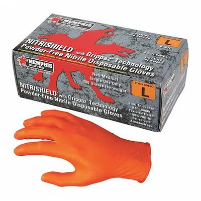 Mcr Safety 6016Os Nitrishield With Grippaz, Nitrile Disposable Gloves, 6 Mil