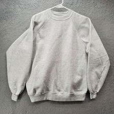 Vintage Hanes Sweatshirt Mens XL Gray Blank Fleece Raglan Crewneck USA Made