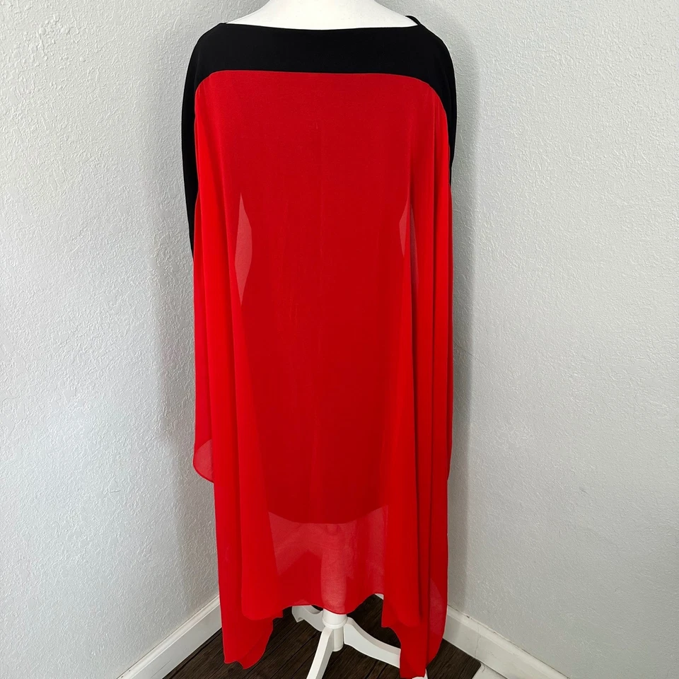 Raro Vestido Gareth Pugh Virgin Voyages Negro Rojo Chifón Superpuesto Manga Larga Talla 6 Foto 4 de 4