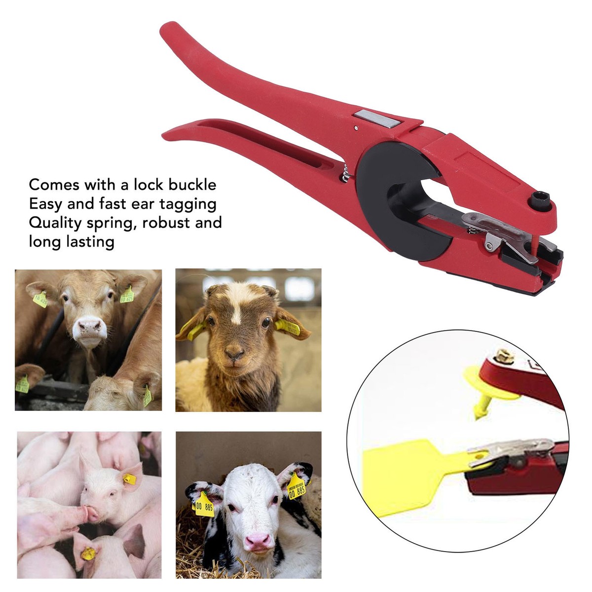 Tagging Pigs Ear Tag Applicator Universal Livestock & Pliers - For Cattle, Pigs ...