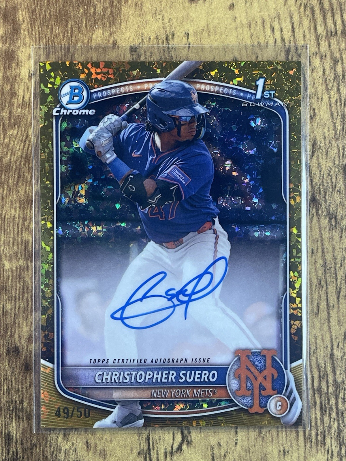 2025 Bowman Chrome Christopher Suero 1st GOLD Mini Diamonds AUTO /50 Mets CPACSU