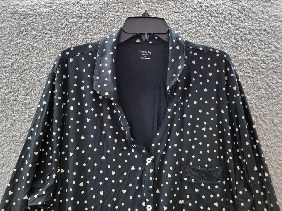 Top de pijama tejido con cuello talla grande State of Day Intimates para mujer 3X punto negro Foto 3 de 4