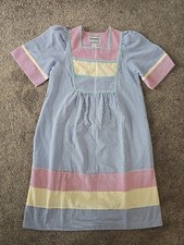 VTG Saybury Seersucker Long House Coat Dress Pockets Front Zip Medium