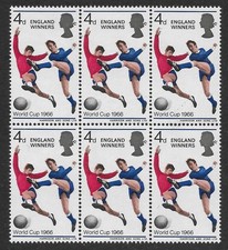 COPA DEL MUNDO 1966 INGLATERRA GANADORES BLOQUE DE 6 EXCELENTE SIN MONTAR COMO NUEVO SIN CORREOS REINO UNIDO