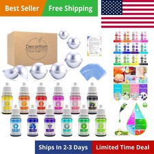 Bath Bomb Mold Kit 12 Pieces with 12 Soap Colorant, Shrink Wrap Bags - Liquid...