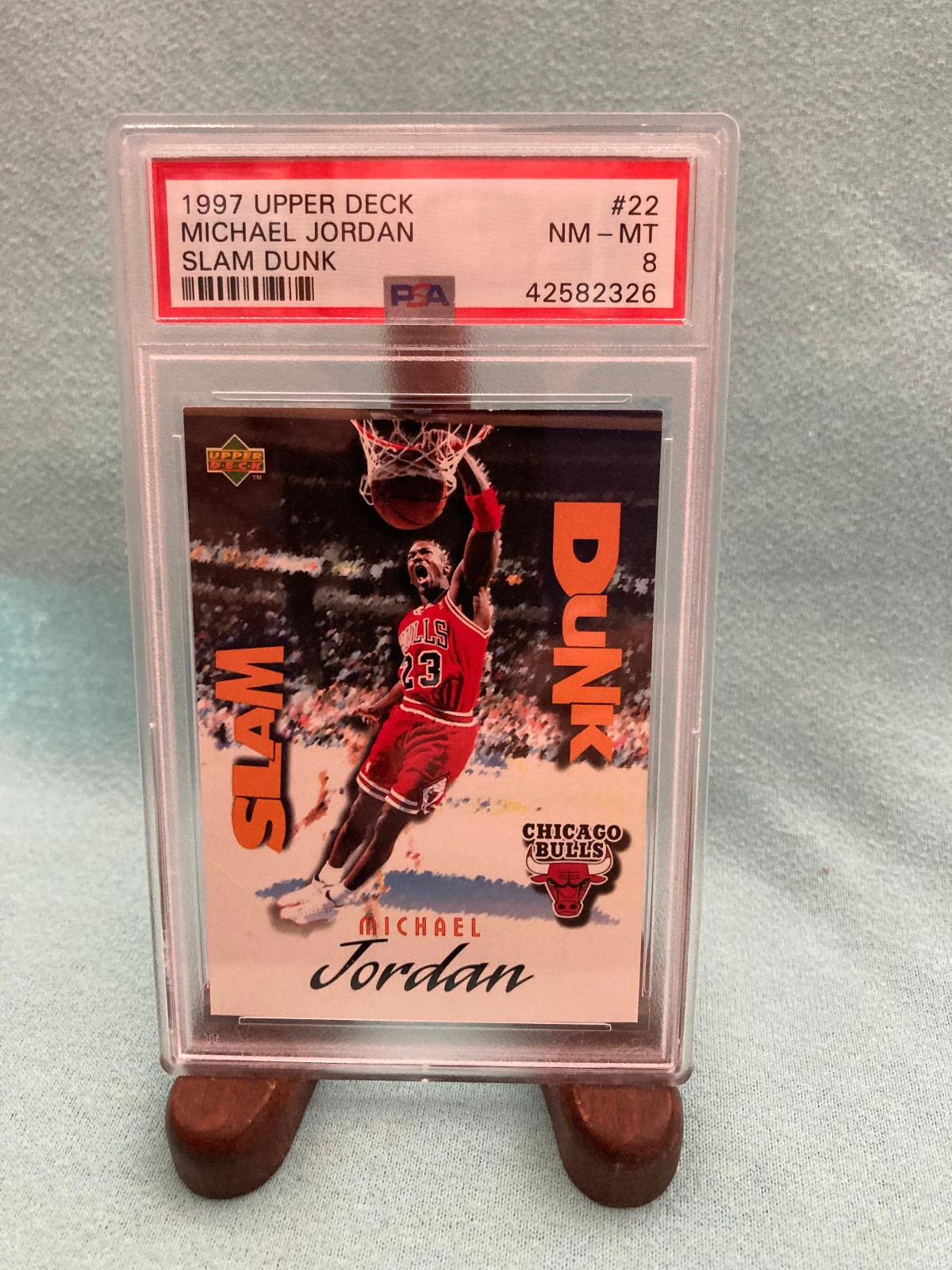 1997 Upper Deck Michael Jordan Slam Dunk #22 Chicago Bulls PSA 8
