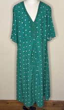 Monsoon Clemence Green Spotty Fit Flare Dress Uk20 NWT Floaty Boho Party