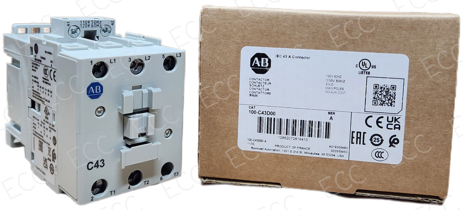 Allen-Bradley 100-C43D00 43Amp Contactor, 110/120v Coil