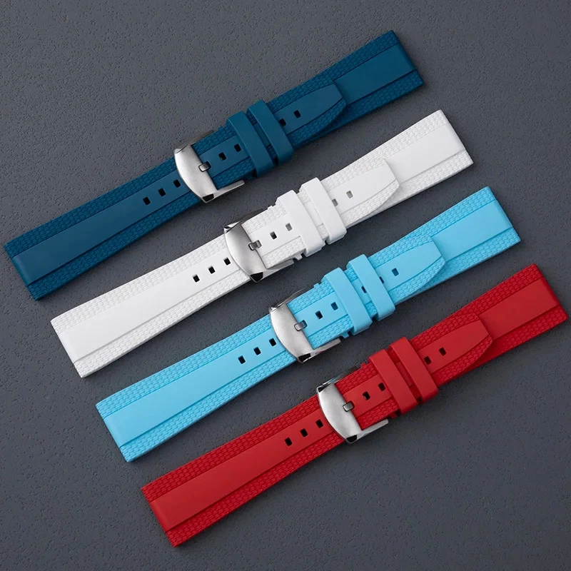 20 22mm FKM Rubber Watch Strap Band Fits Breitling Superocean Navitimer Avenger