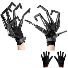 Halloween Articulated Finger Black Gloves, Articulated Finger Extensions