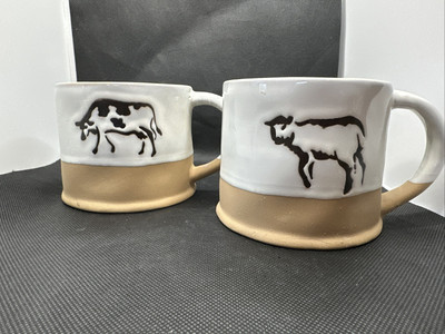 One Hundred 80 180 Stoneware Farm Cow  And Sheep  Ceramic Coffee Mugs