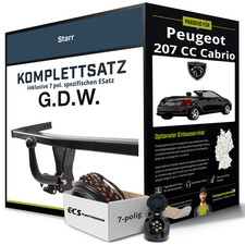 Für PEUGEOT 207 CC Cabrio Typ WD Anhängerkupplung starr +eSatz 7pol 02.2007- NEU