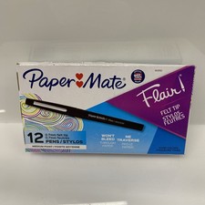 Paper Mate Flair Felt Tip Pens, Medium Point 0.7mm Black 12 Pens