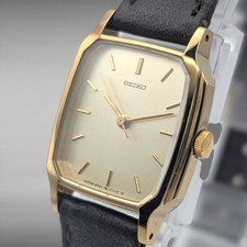 Working Excellent Condition SEIKO 2P21 5230 Rectangular Thin Gold Dress Ladies W