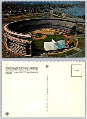 Vintage Shea Stadium Postcard NY Mets Jets Flushing Meadow Park Queens