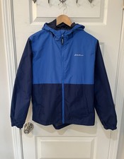Eddie Bauer Youth Large 14-16 Hooded Windbreaker Full Zip Jacket Blue Navy
