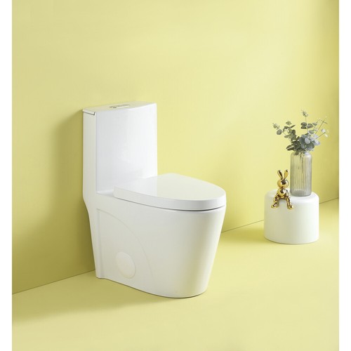 Dual flush one-piece toilet with soft drop seat, comfort seat ADA height - Picture 9 of 24